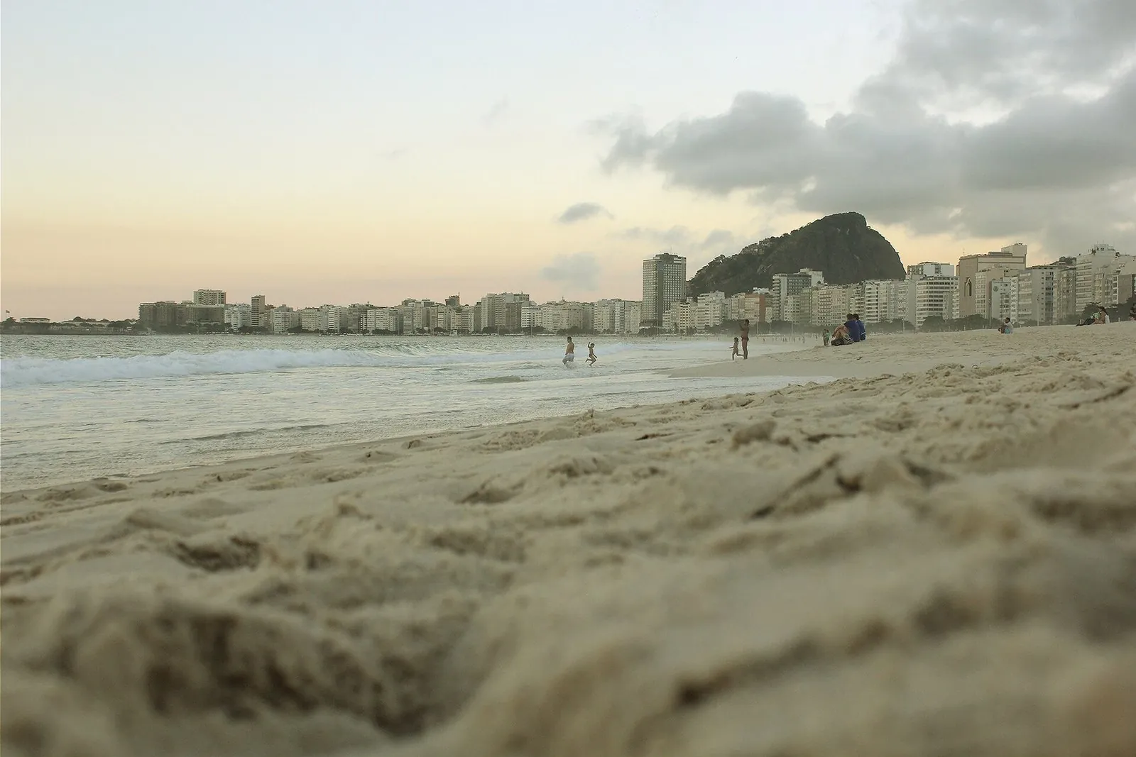 Copacabana beach and its wave-patterned promenade, Rio de Janeiro