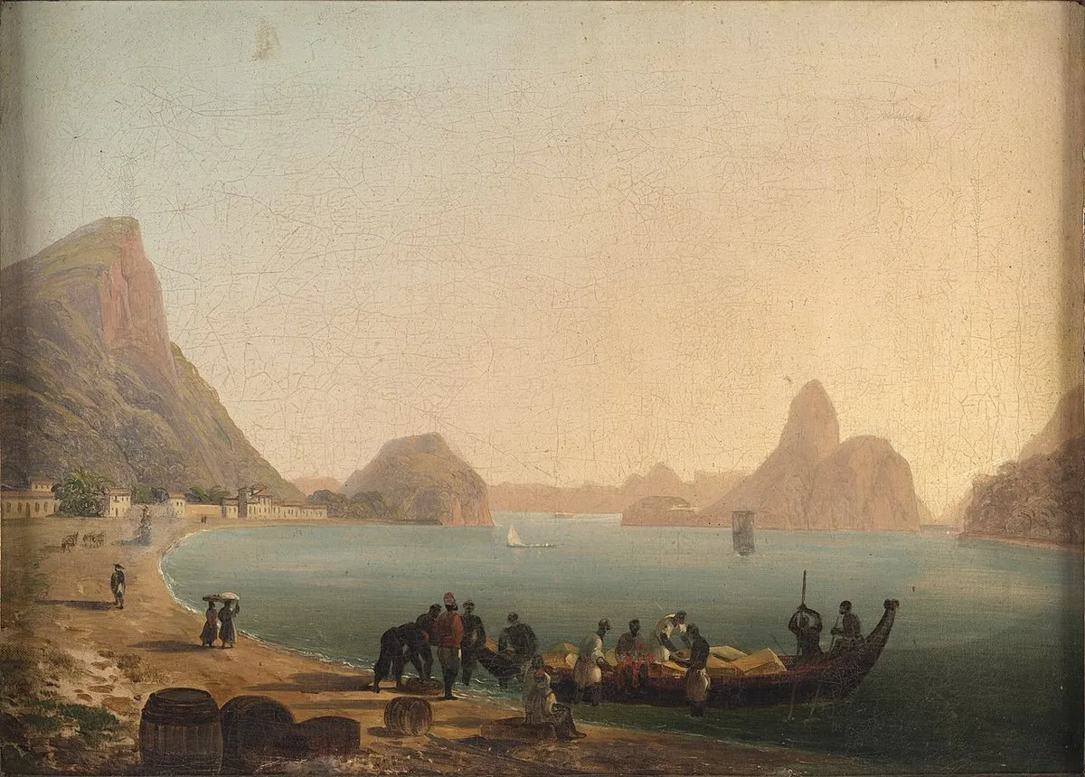 Historic view of Botafogo, Rio de Janeiro, c.1817 — Thomas Ender - View of Botafogo's Cove