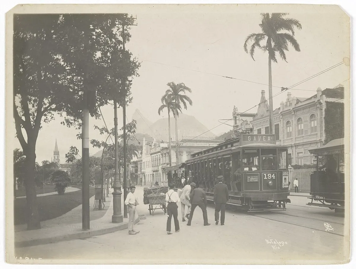 Historic view of Botafogo, Rio de Janeiro — Bonde elétrico na Praia de Botafogo