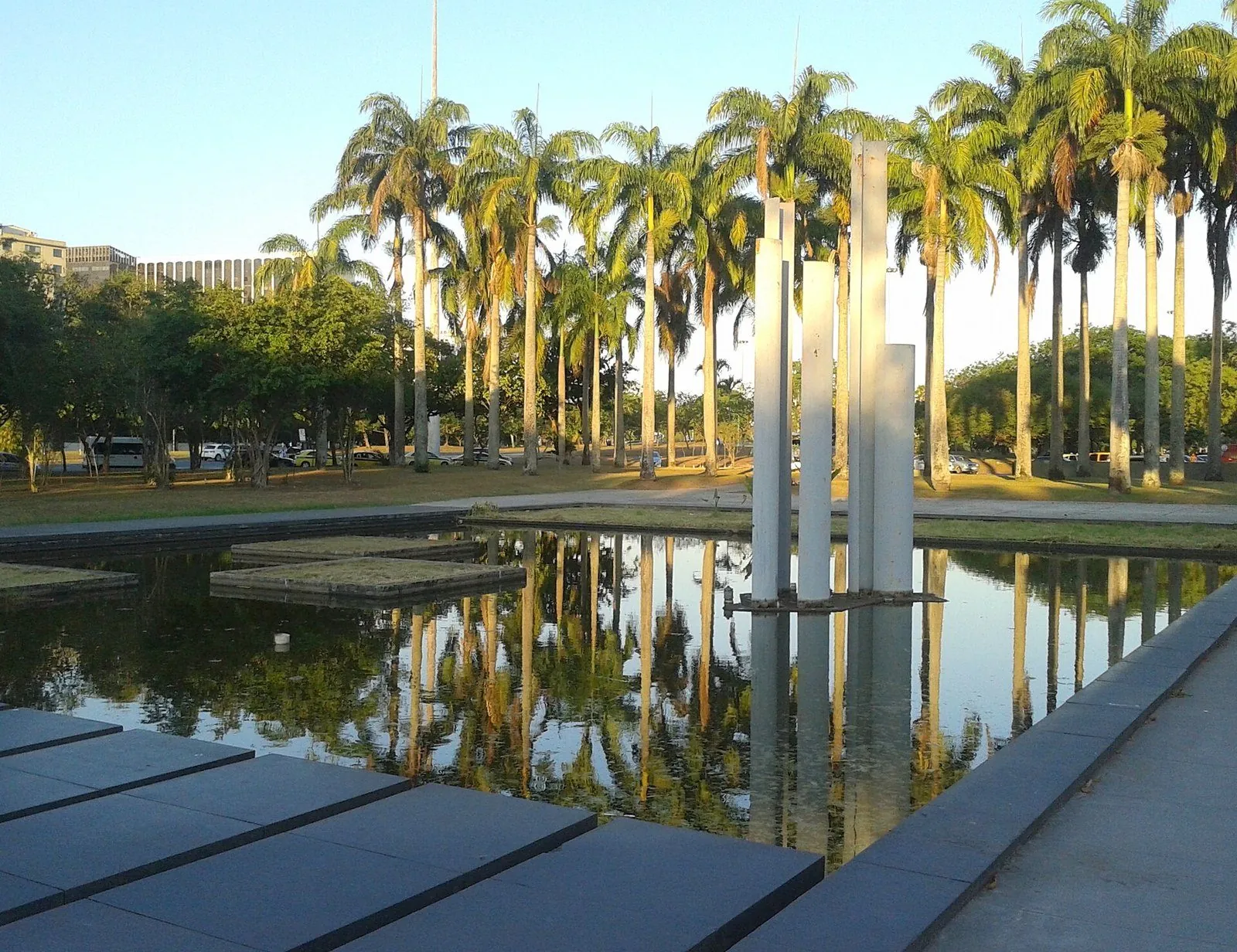 Burle Marx garden with water reflections of MAM