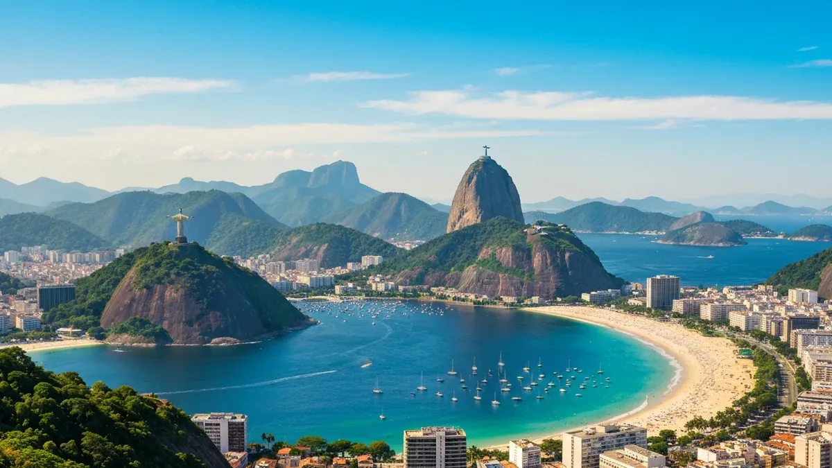 Aerial panorama of Rio de Janeiro — Sugarloaf, Corcovado and the South Zone