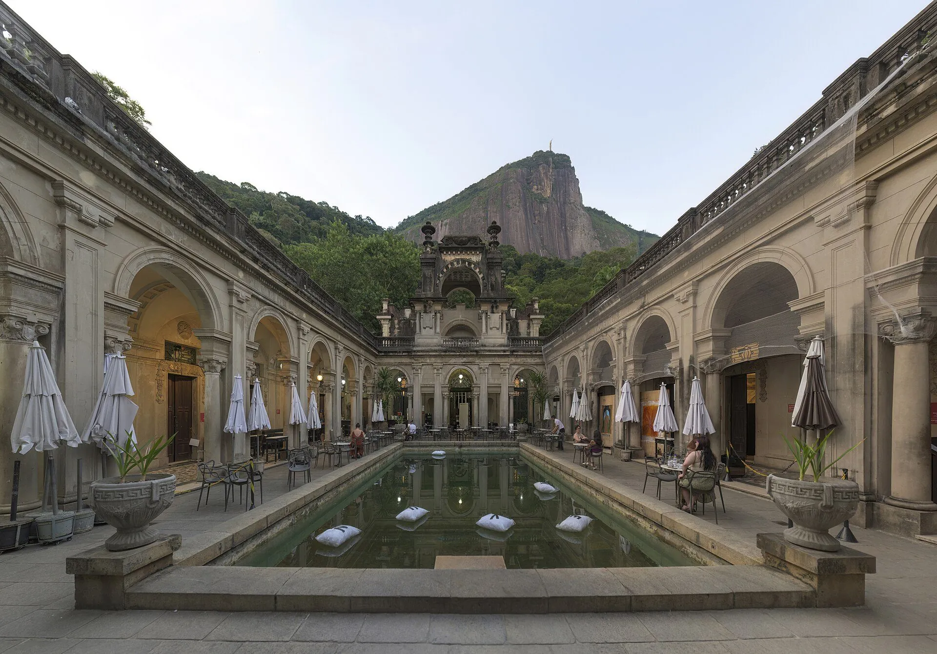 Parque Lage's courtyard below the Corcovado hillside, Rio de Janeiro